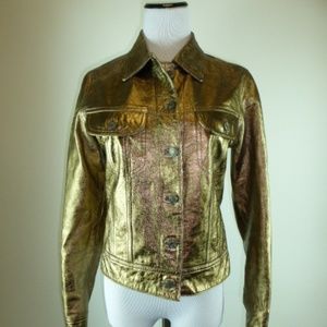 Gipsy by Mauritius GOLD geniune LEATHER JEAN JACKET classic M